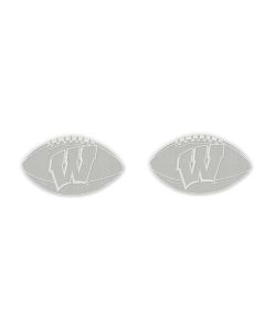 Wisconsin Badgers Silver Football Stud Earrings